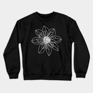 Minimal White Line Drawing Collarette Dahlia Flower Crewneck Sweatshirt